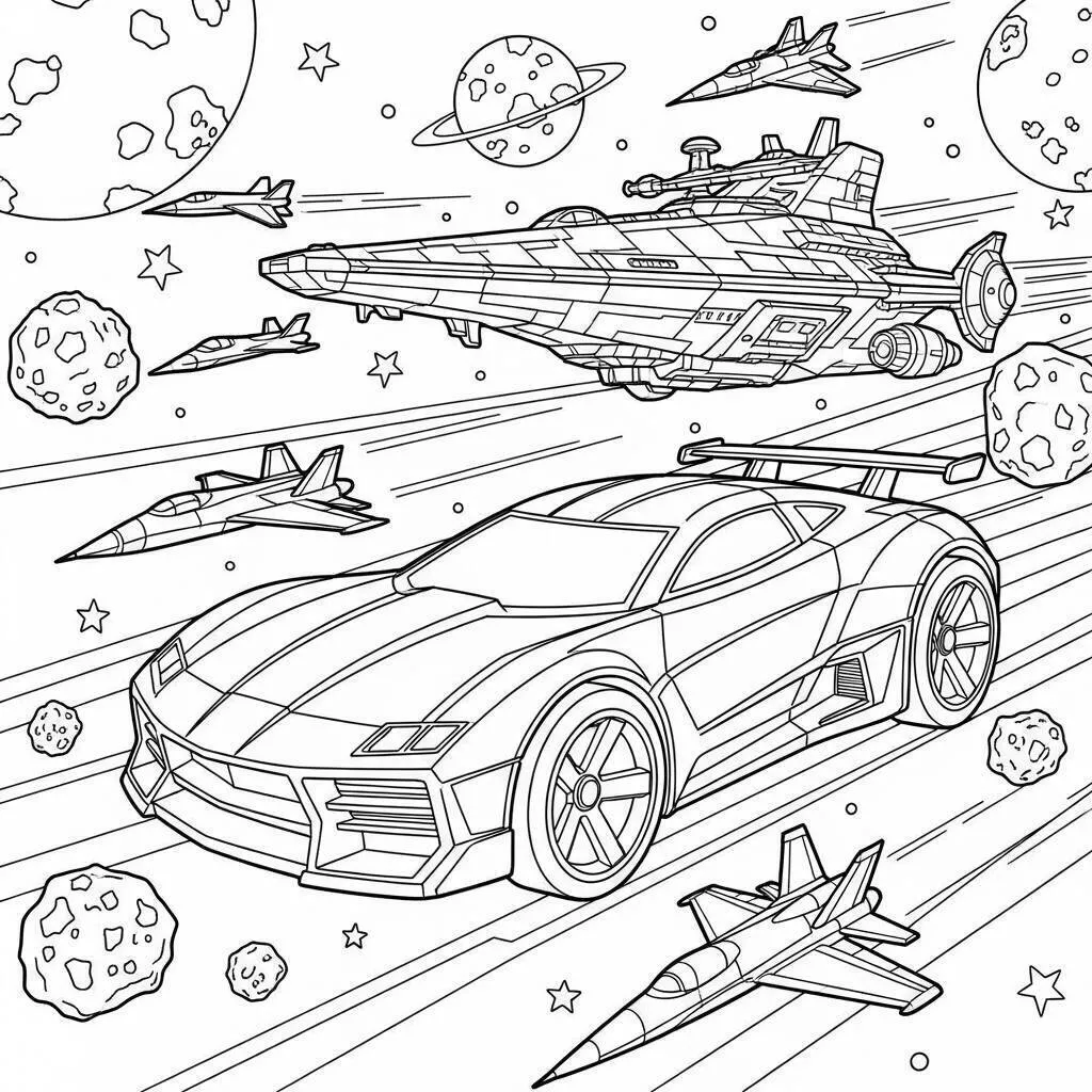 Hot Wheels Space Car Coloring Page