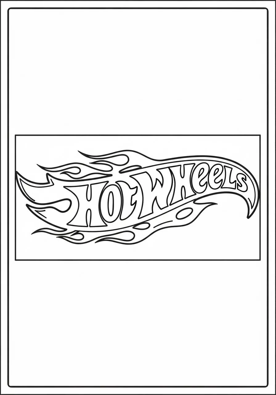 Desenho de Hot Wheels Logotipo com Chamas para Colorir