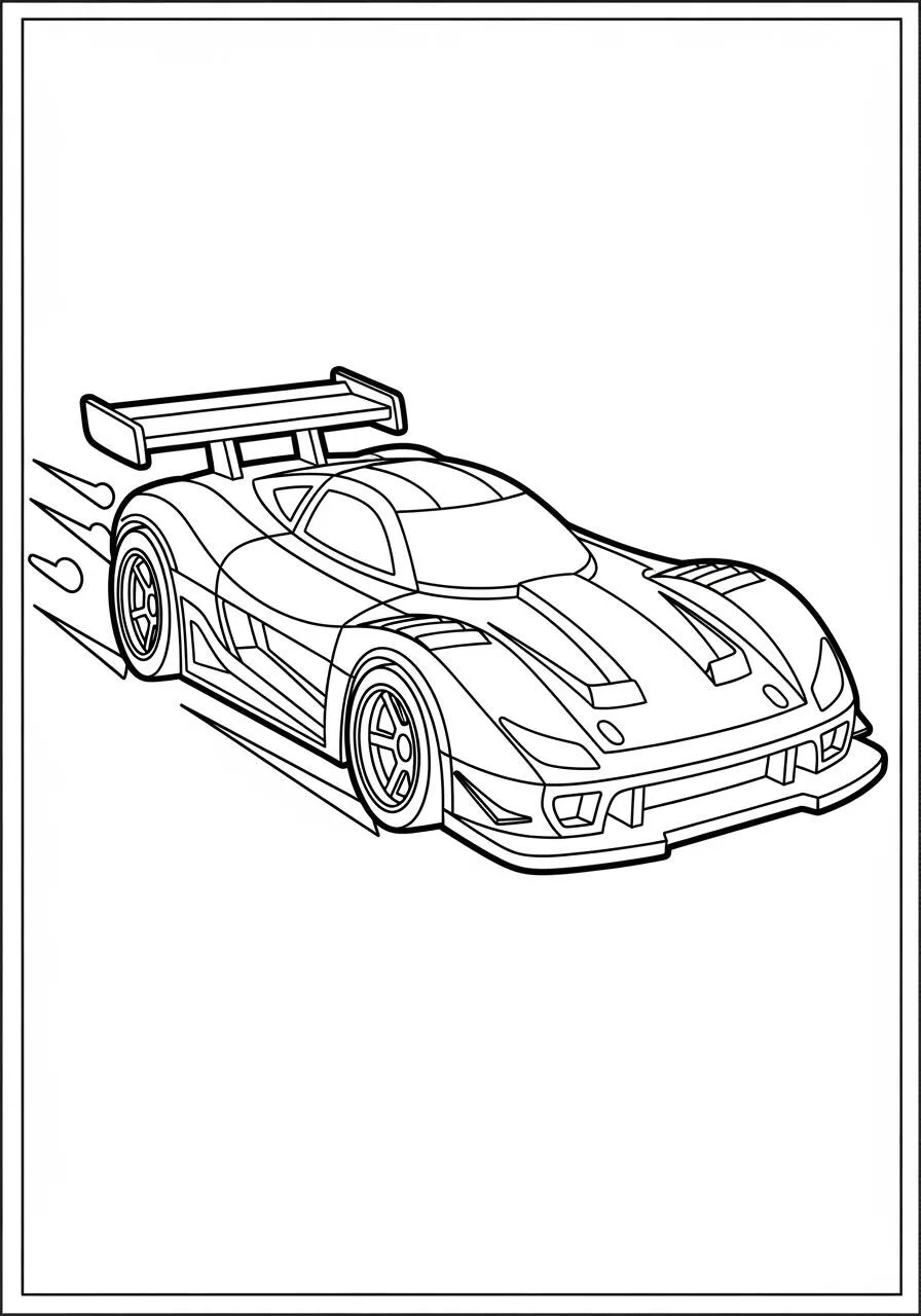 Desenho de Hot Wheels Carro de Corrida Rápido para Colorir