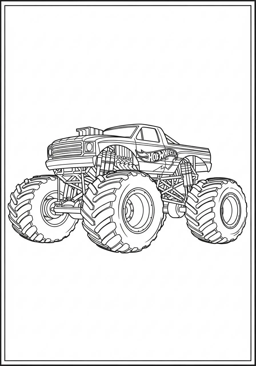 Giant Hot Wheels Monster Truck Coloring Page