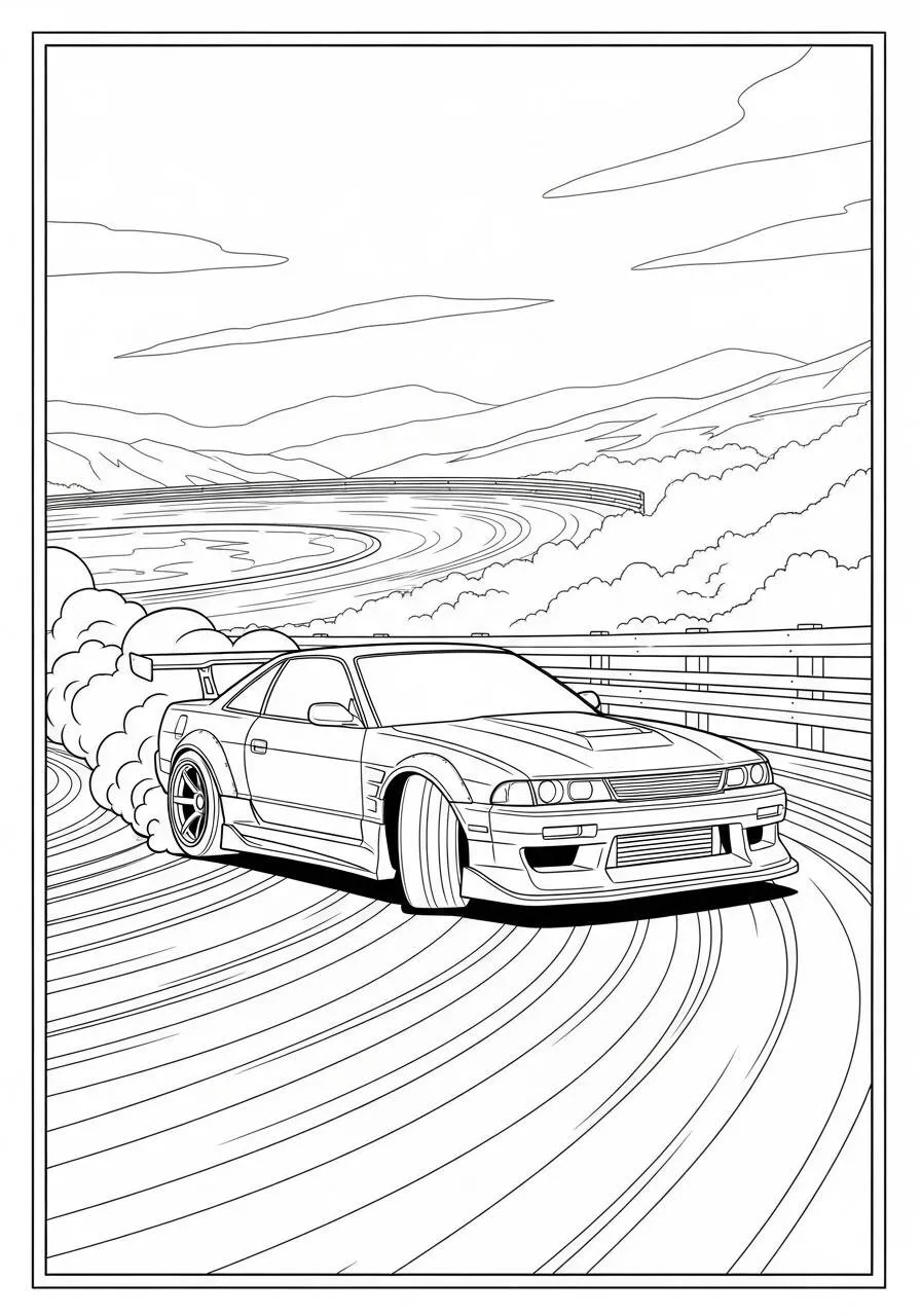 Hot Wheels Drift Car Coloring Page