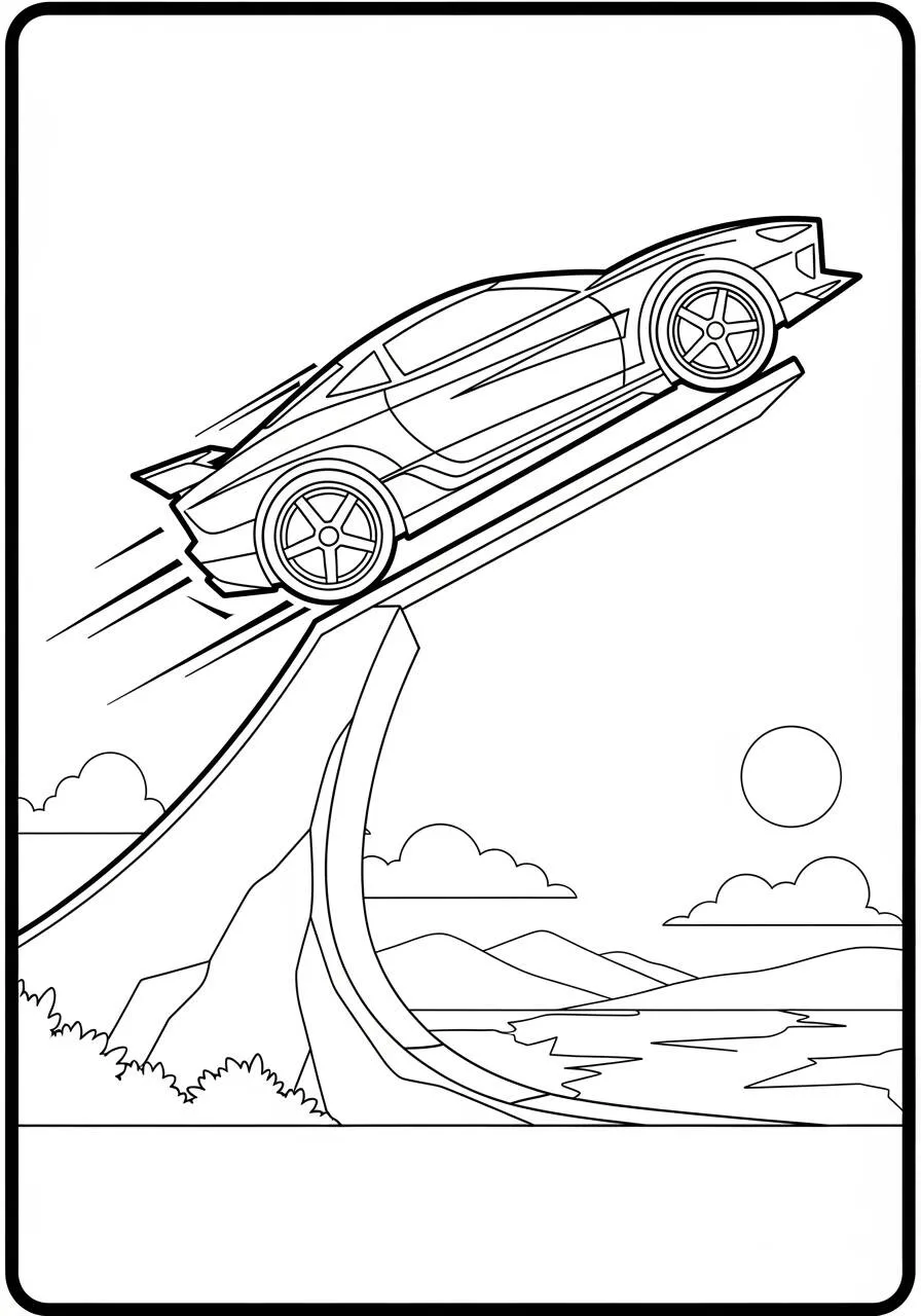 Hot Wheels High Speed ​​Car Coloring Page