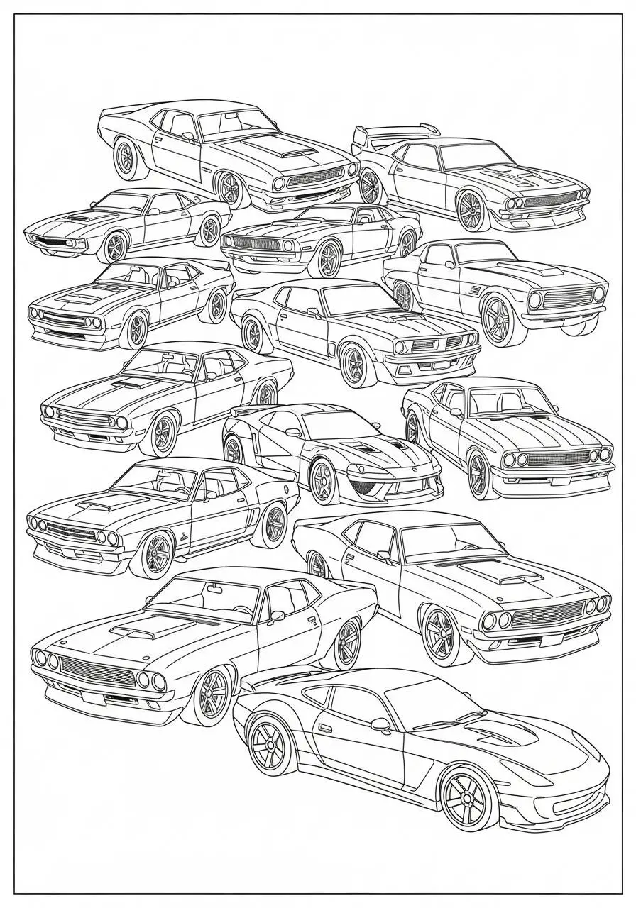 Hot Wheels Variors Classic Cars Coloring Page