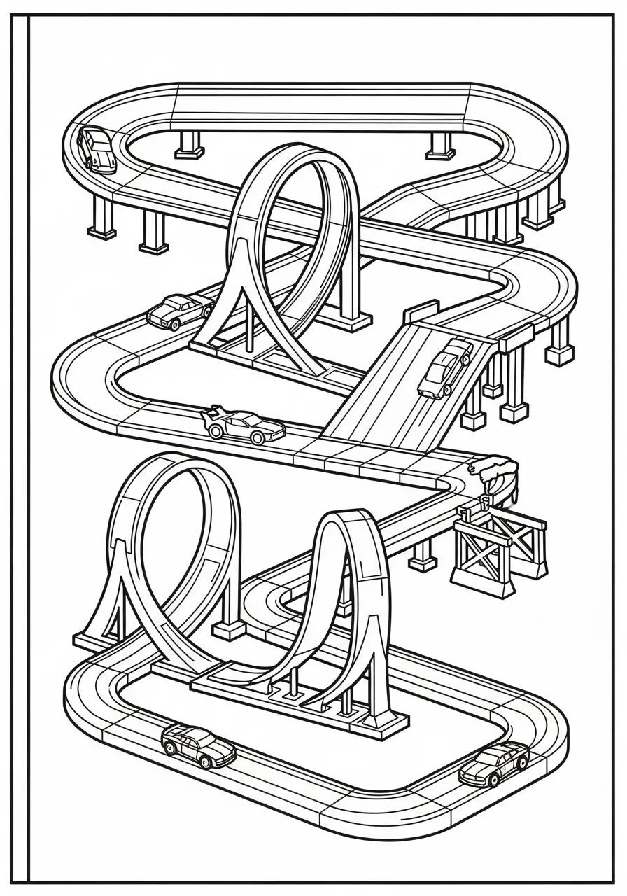 Hot Wheels with Looping Track Coloring Page