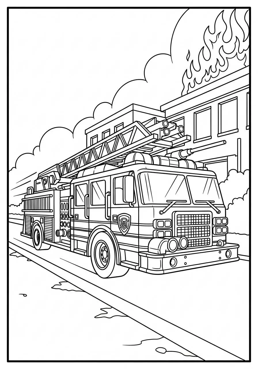 Hot Wheels Fire Truck Coloring Page