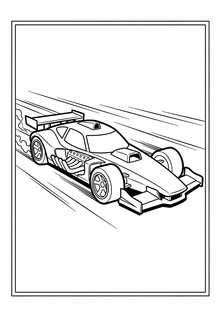 Hot Wheels Fast Racing Car Coloring Page