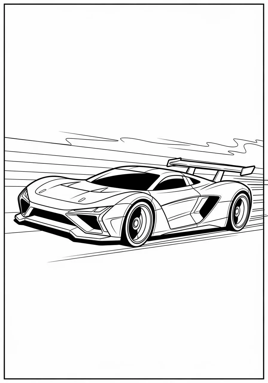 Hot Wheels Fast Racing Car Coloring Page