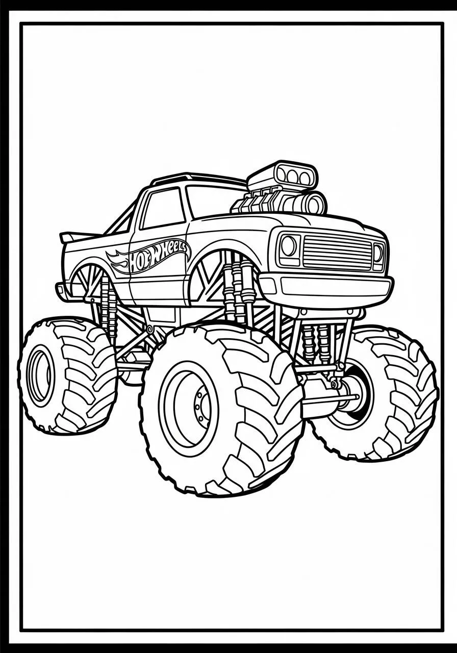 Desenho de Hot Wheels Monster Truck para Colorir