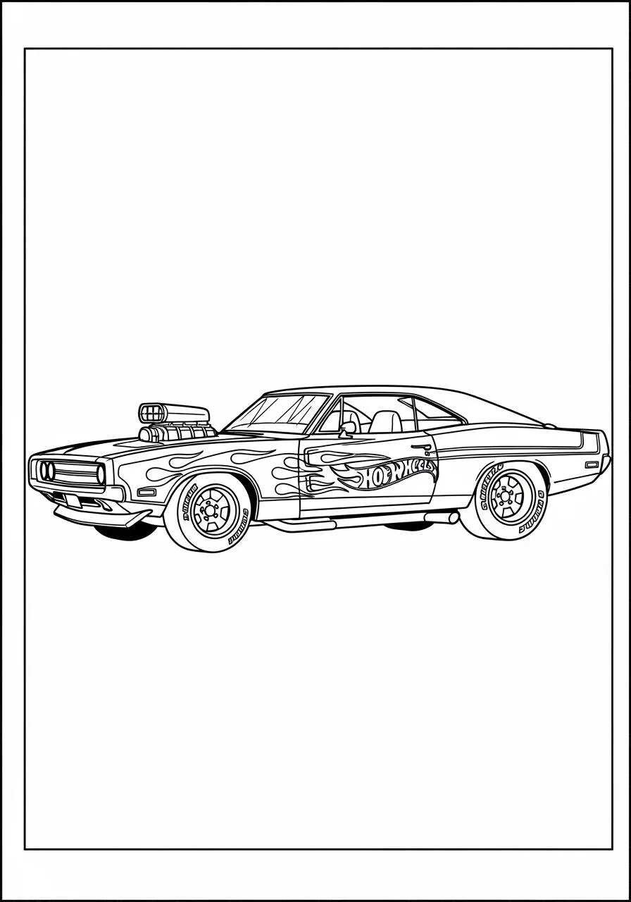 Desenho de Hot Wheels Carro Clássico para Colorir