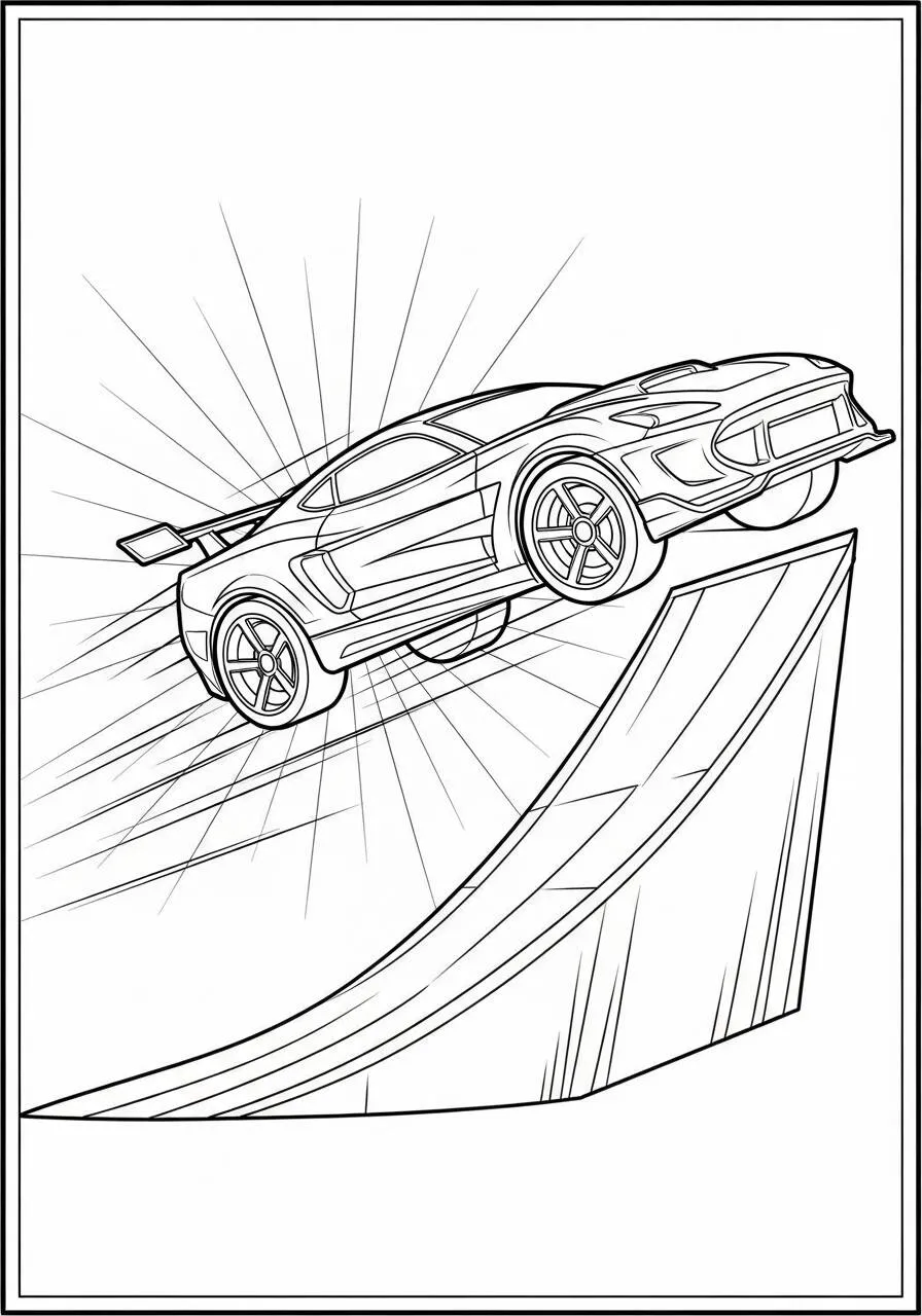 Desenho de Hot Wheels Carro em Alta Velocidade para Colorir
