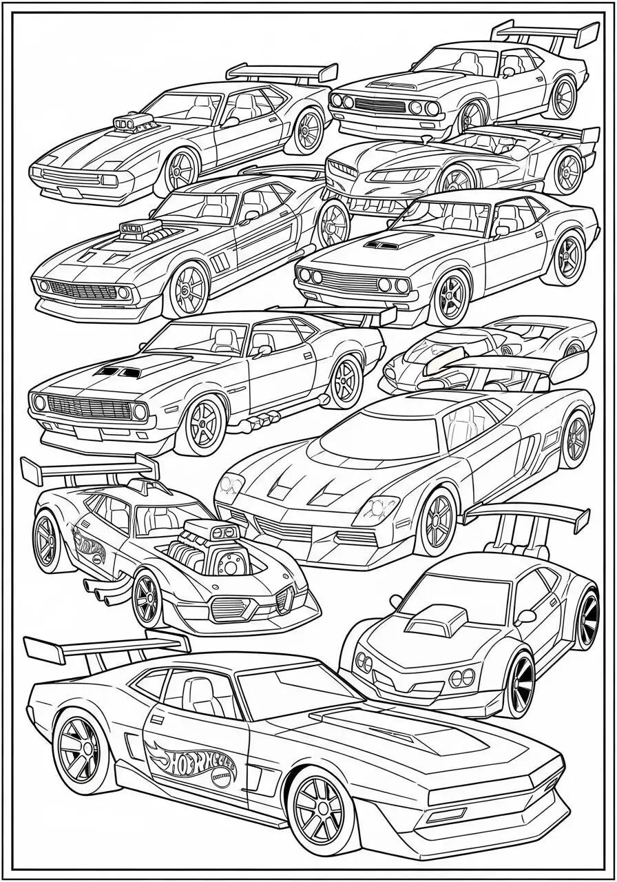 Hot Wheels Classic Cars Coloring Page