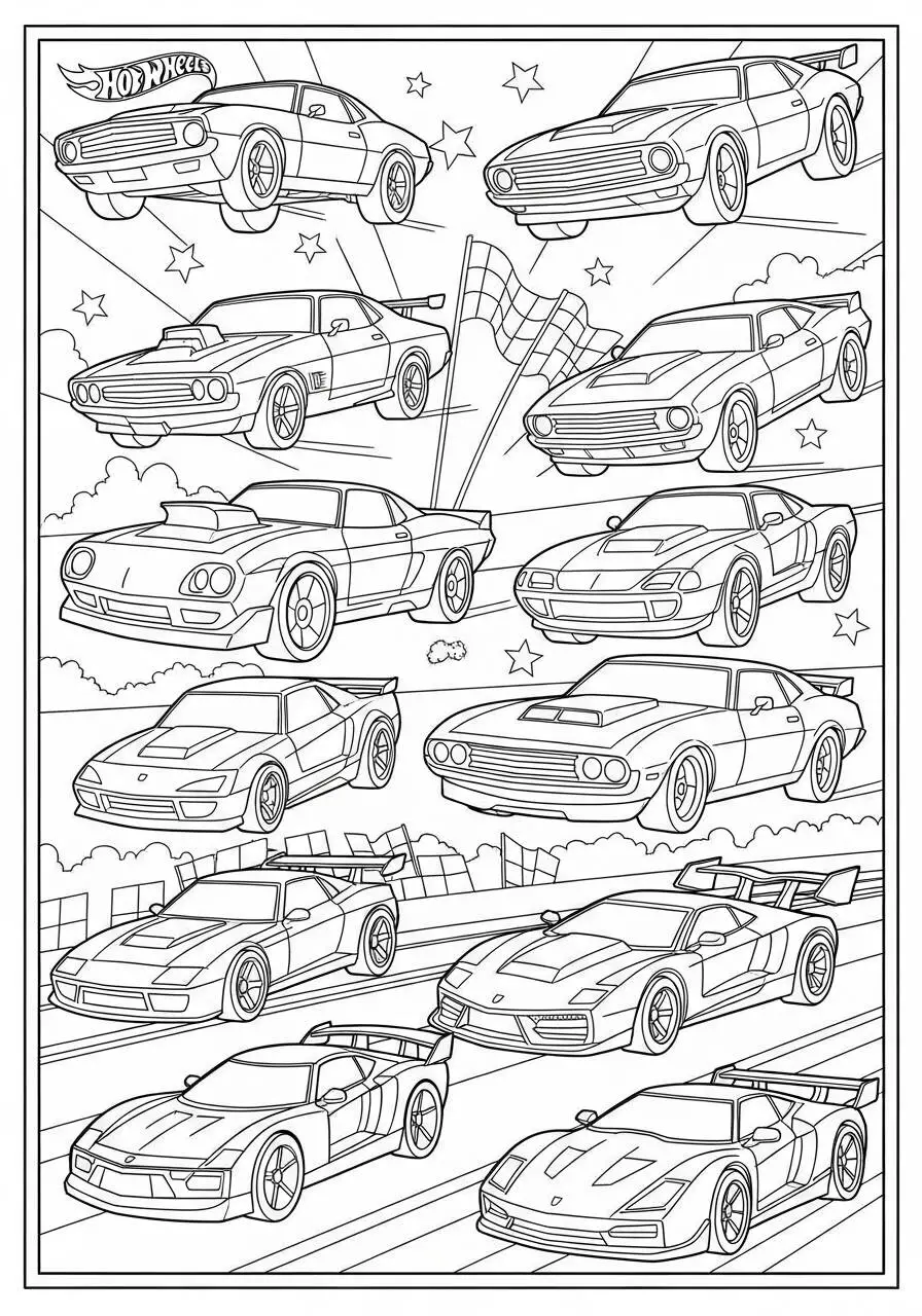 Hot Wheels Classic Cars Coloring Page
