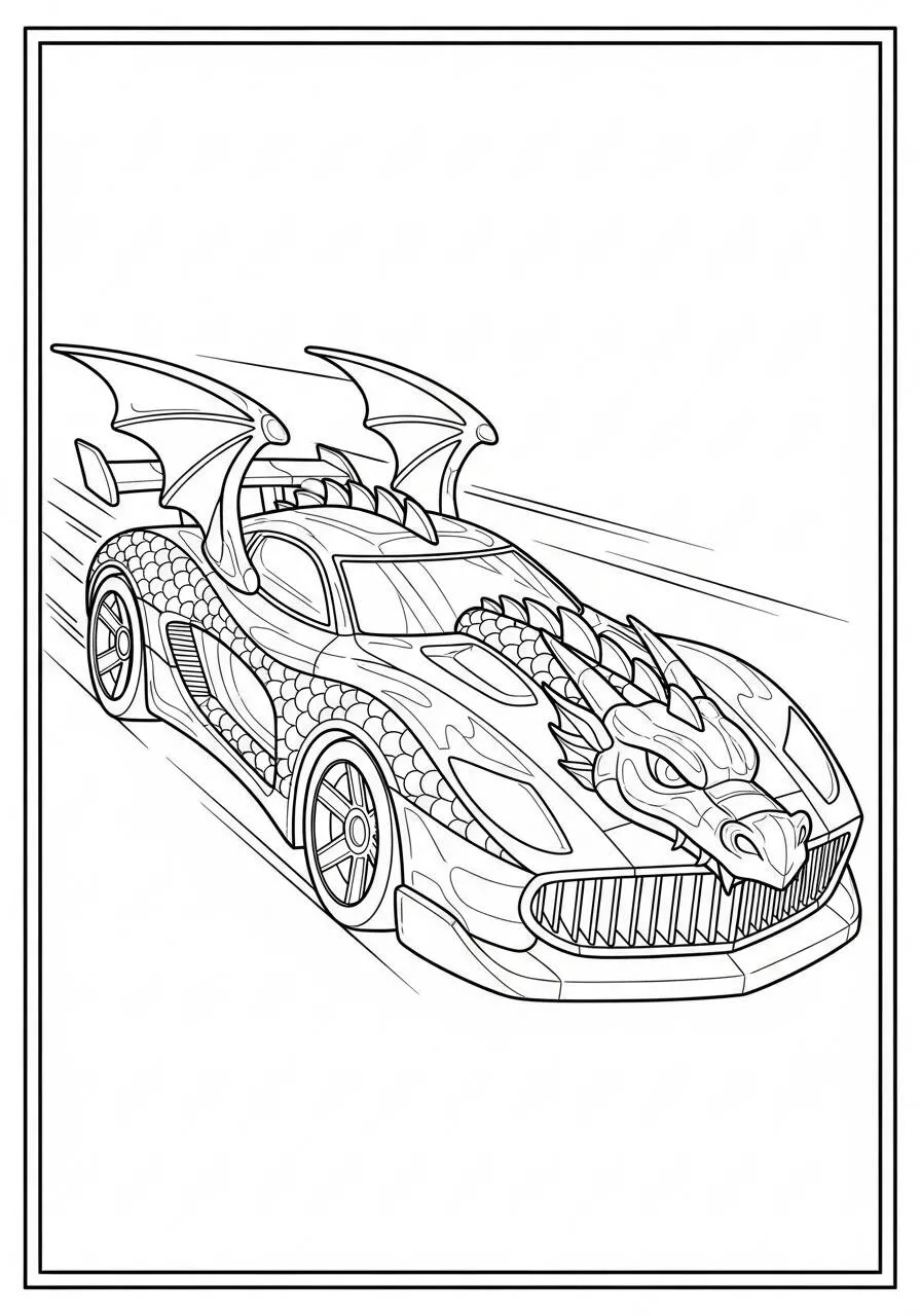 Desenho de Hot Wheels Carro Dragão para Colorir