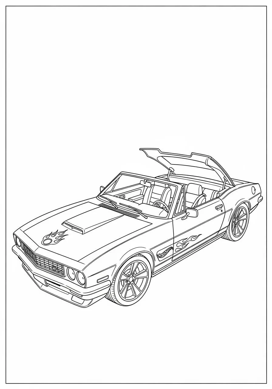 Desenho de Hot Wheels Carro Conversível para Colorir
