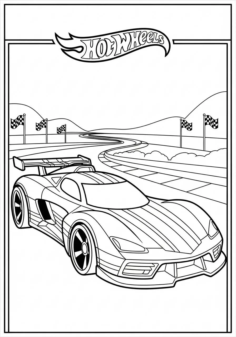 Hot Wheels Fast Racing Car Coloring Page