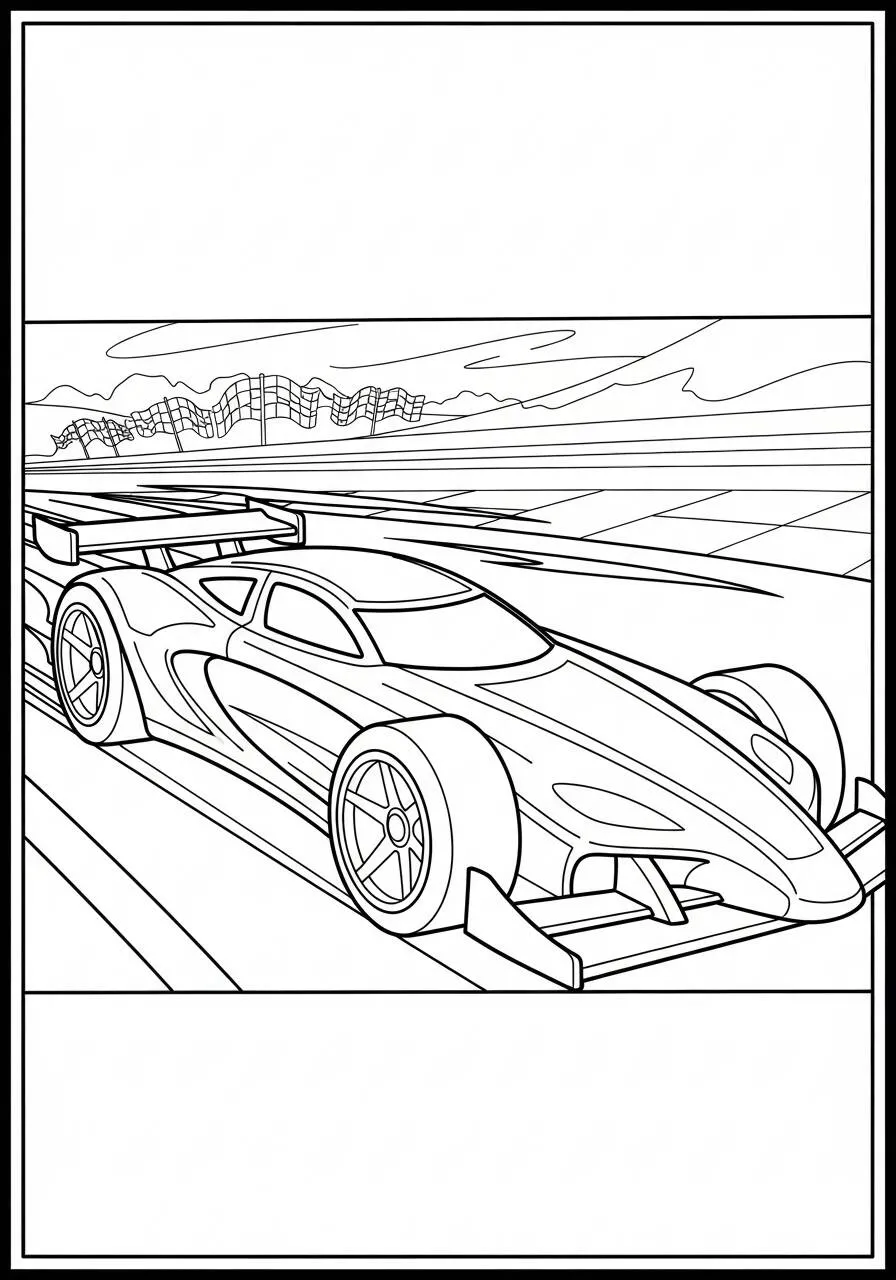 Hot Wheels High Speed ​​Racing Car Coloring Page
