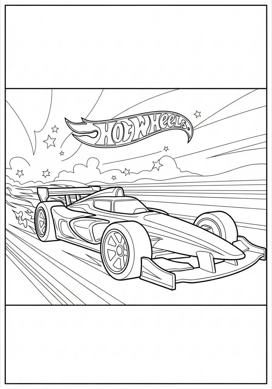 Hot Wheels Fast Racing Car Coloring Page