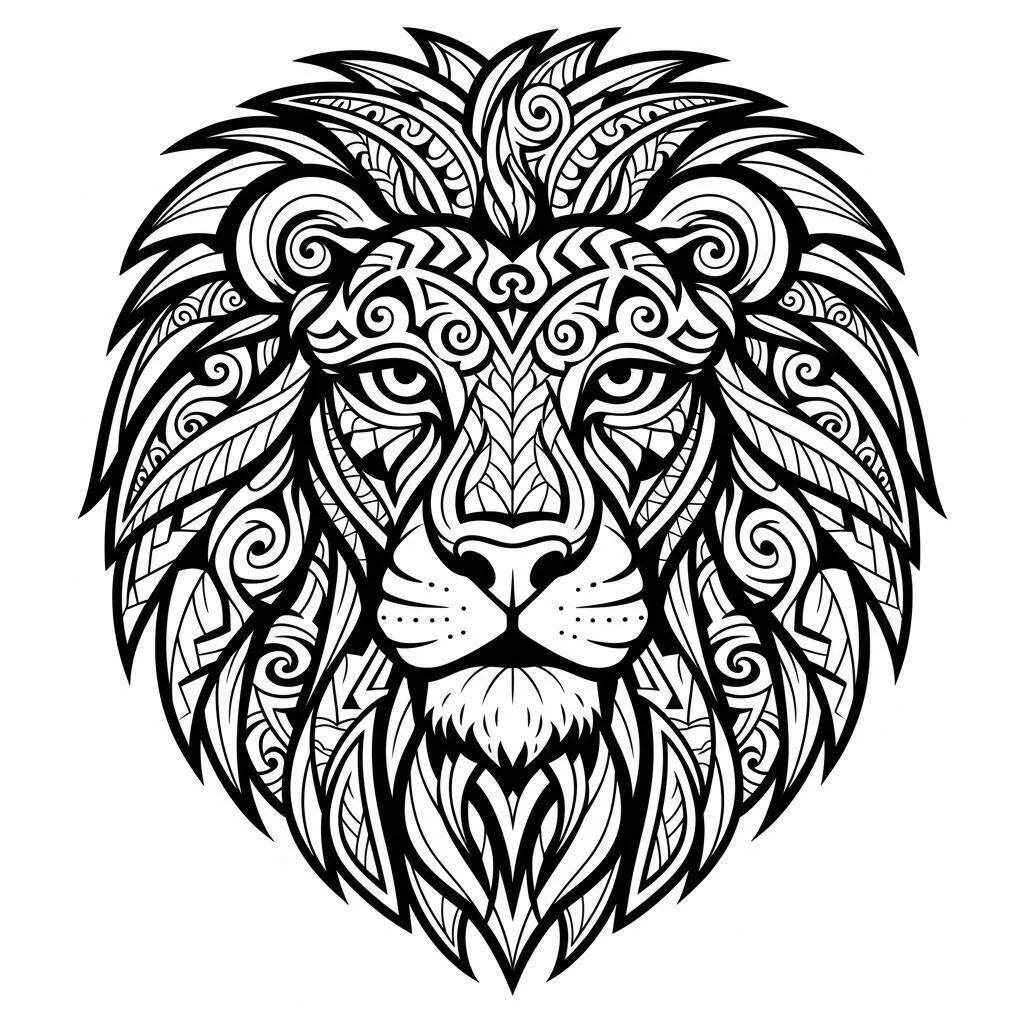 Dibujo de león con patrones intrincados para colorear