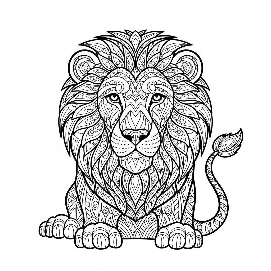 Página detallada para colorear de león