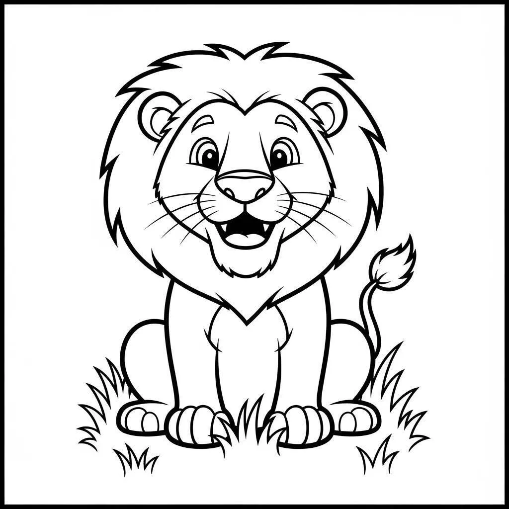 León Sonriente Página Para Colorear