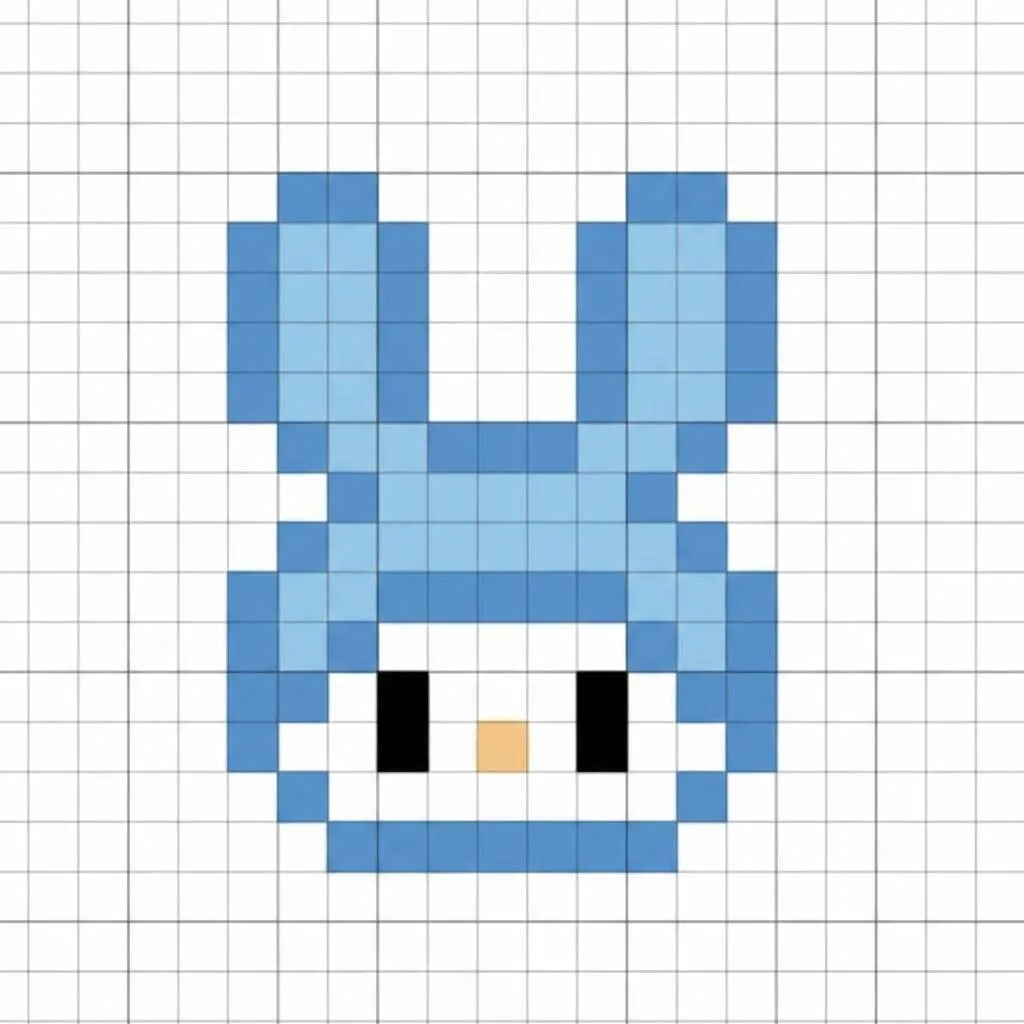 Pixel Art da Hello Kitty com Desenho de Coelhinho Azul