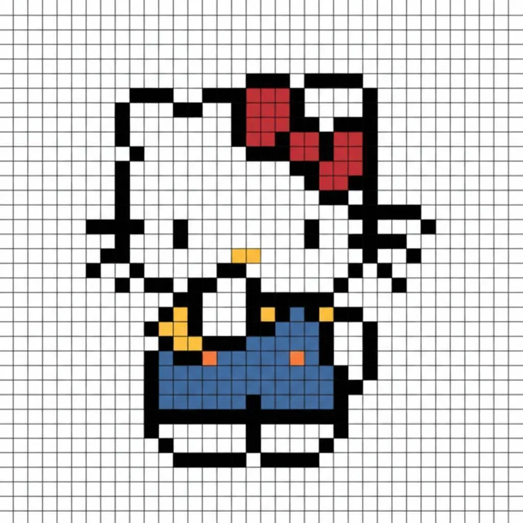 Hallo Kitty Pixel Art mit entzückender Affenzeichnung
