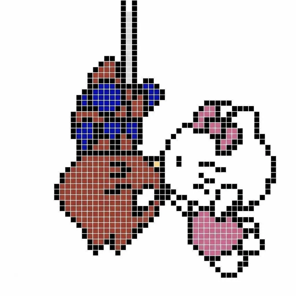 Hallo Kitty Pixel Art mit Freundschaftszeichnung