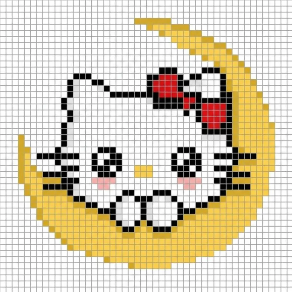 Pixel Art de hola gatito con Dibujo del Gato en la Luna