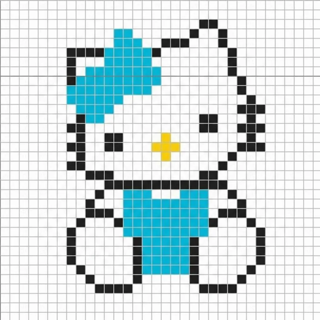Pixel Art da Hello Kitty com Vestido Azul Adorável