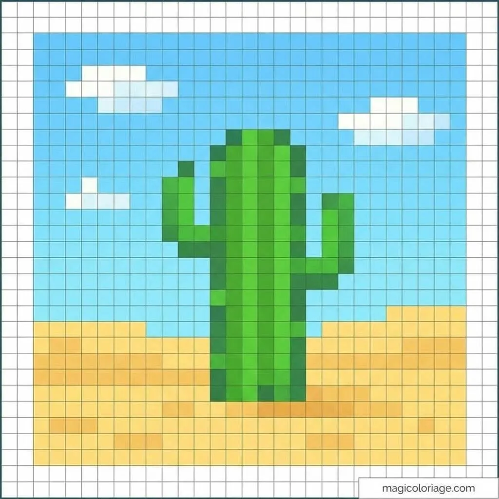 Pixel Art de Minecraft com desenho de cacto