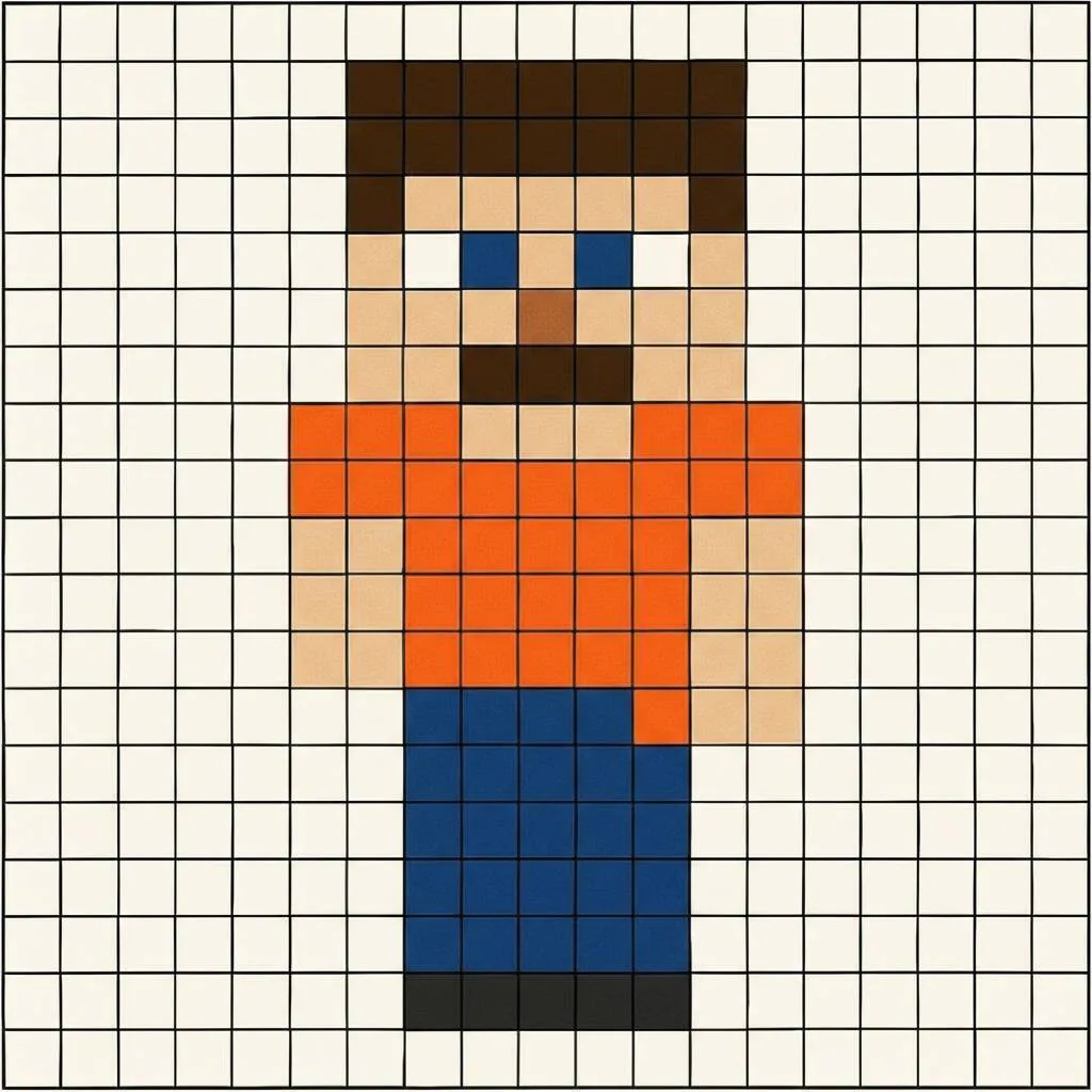 Pixel Art de Minecraft com desenho de personagem Steve