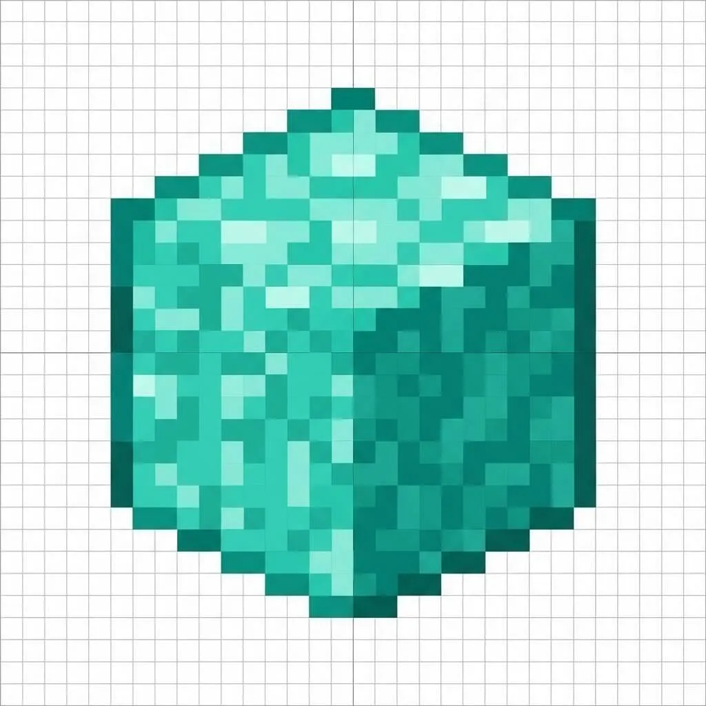 Pixel Art de Minecraft com desenho de bloco de diamante