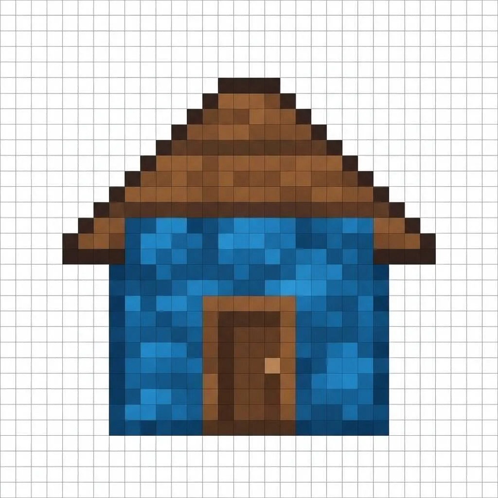 Pixel Art de Minecraft com desenho de casa