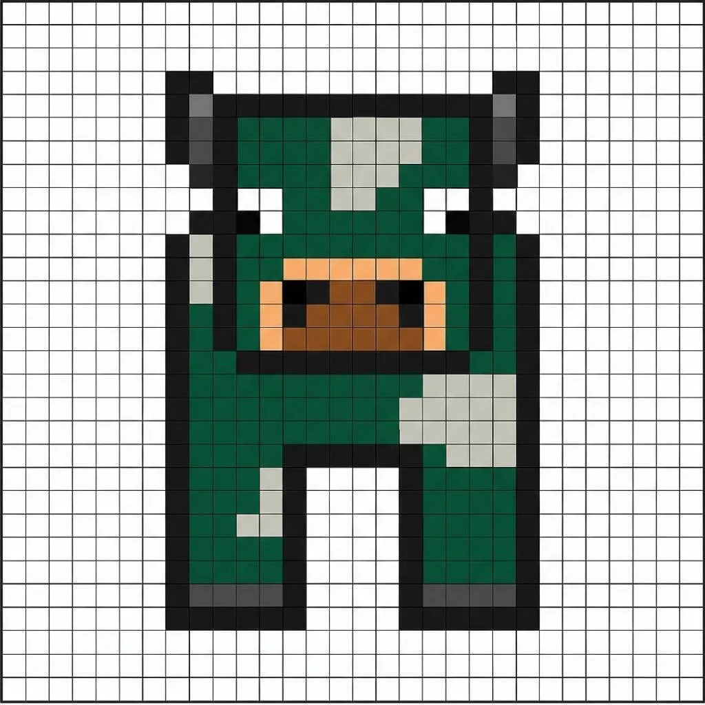 minecraft pixel art con dibujo de vaca