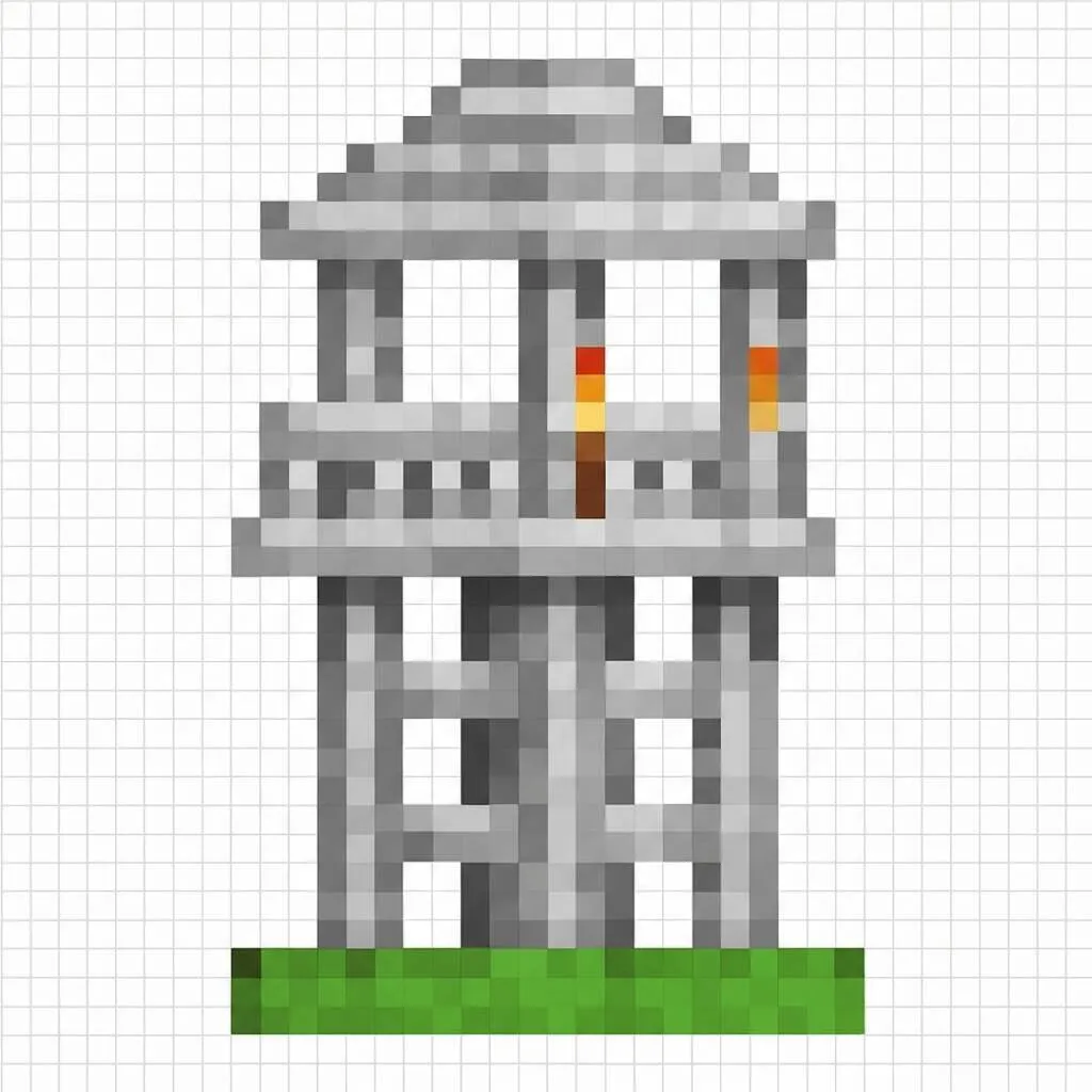 minecraft Pixel Art con diseño de torre
