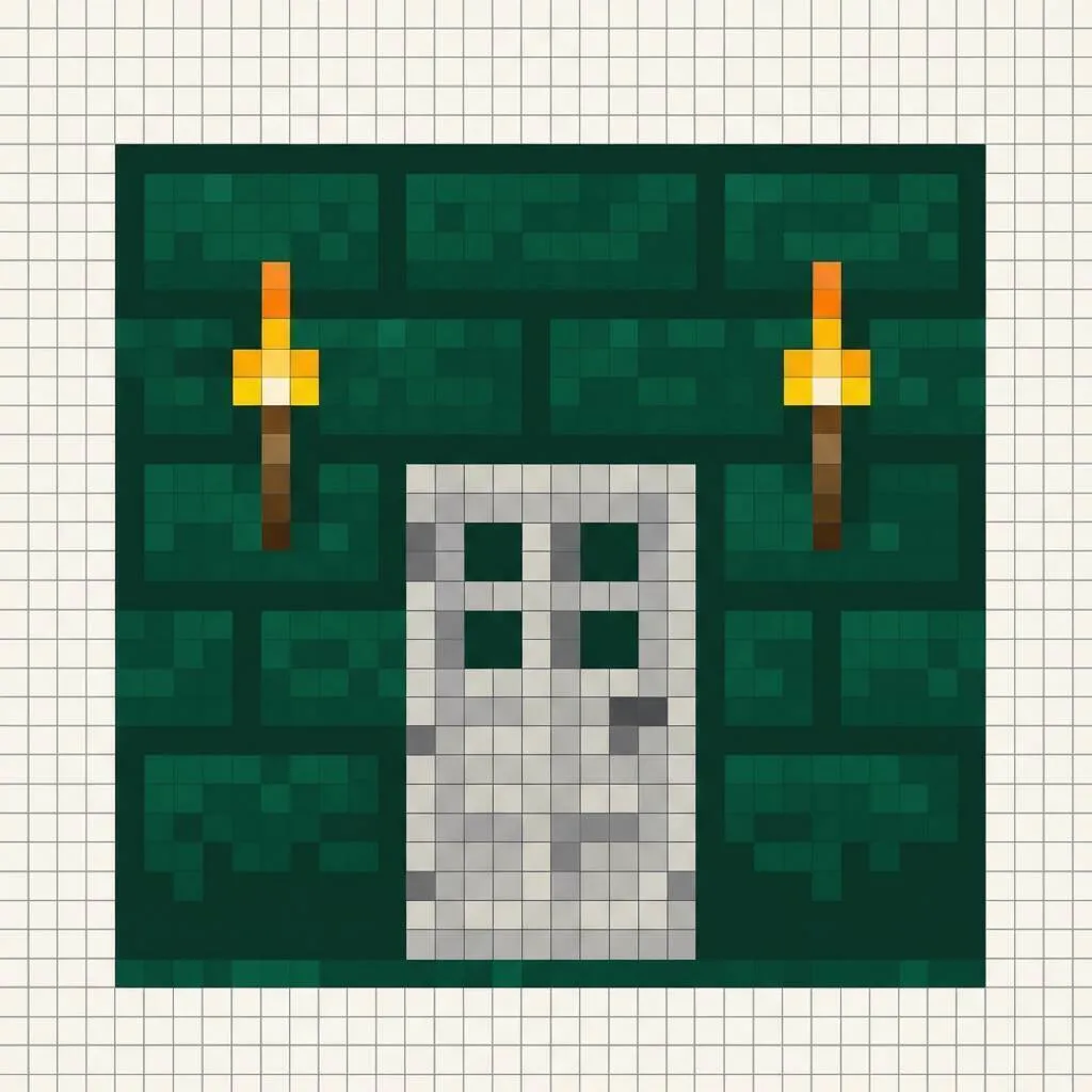 minecraft Pixel Art con diseño de puerta de piedra.