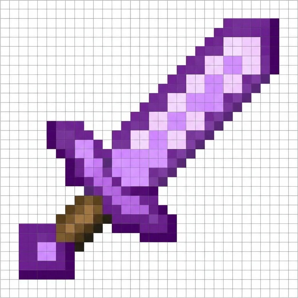 minecraft Pixel Art con diseño de espada morada