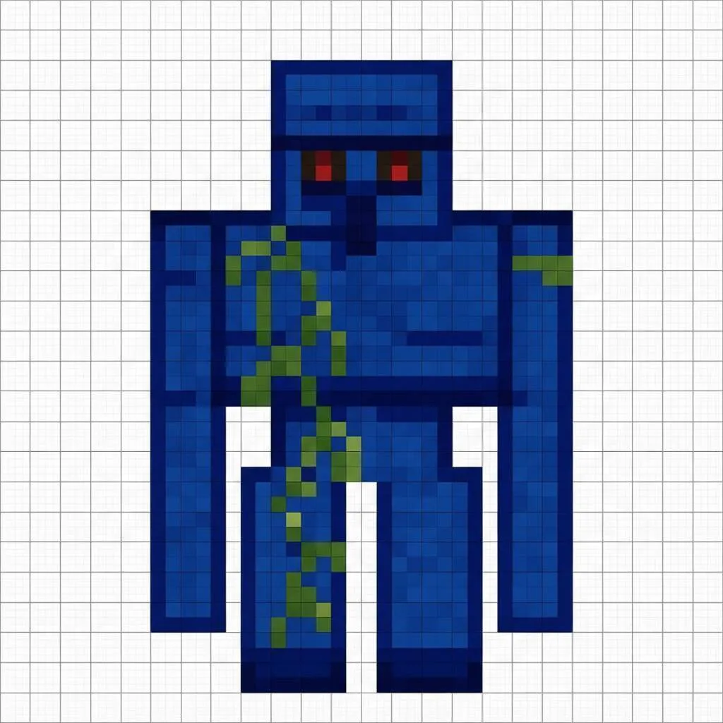 Pixel Art de Minecraft com desenho de golem de água