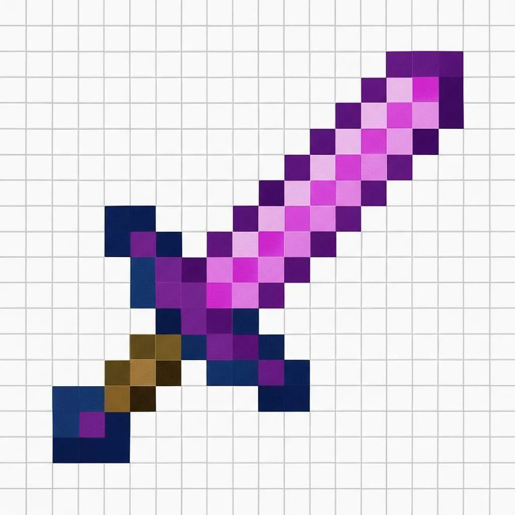 Pixel Art de Minecraft com desenho de espada