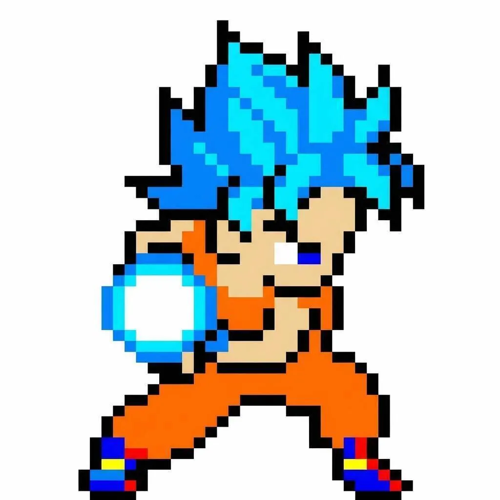 Pixel Art do Goku com desenho de Ultra Instinto