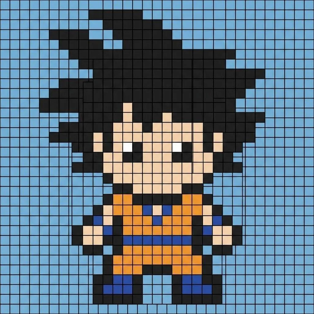 Pixel Art de Goku avec création de personnages enfants
