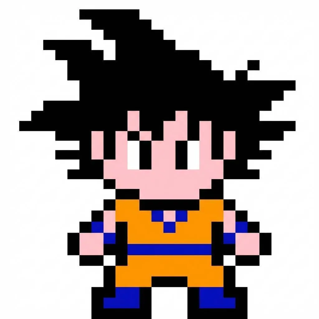 Pixel Art de Goku avec création de personnages enfants