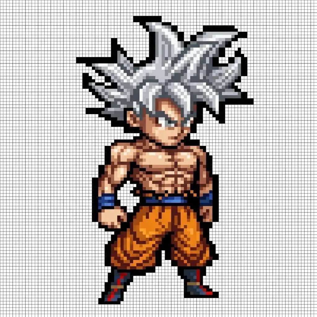 Pixel Art de Goku con diseño de Super Saiyan 3