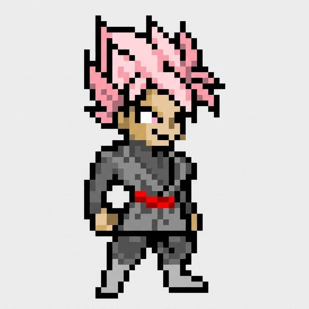 Pixel Art de Goku con diseño de personajes en forma de Super Saiyan Rosé