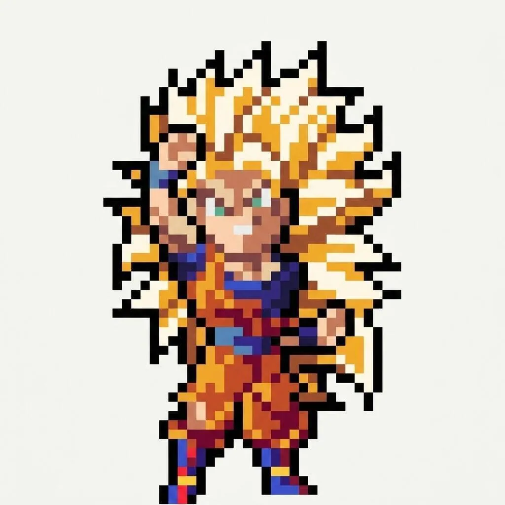 Pixel Art de Goku con diseño Super Saiyan