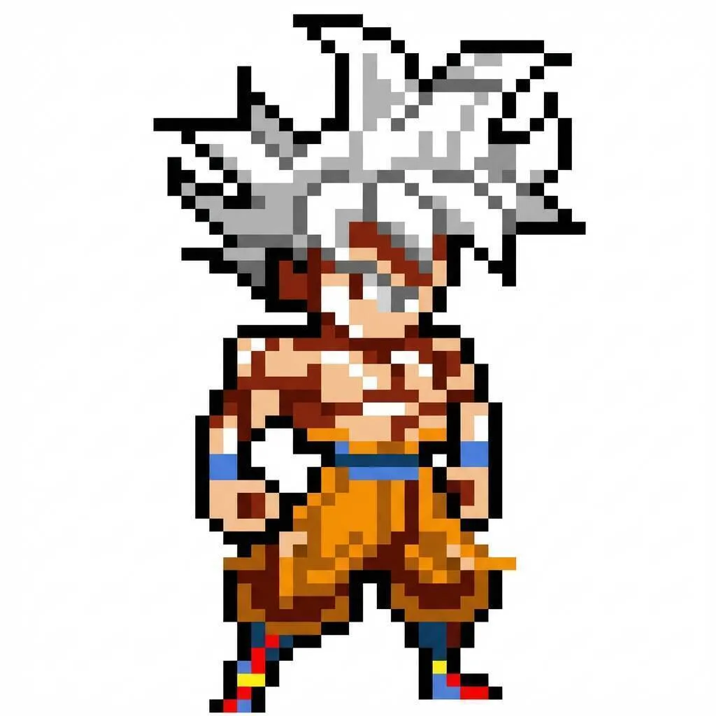 Pixel Art de Goku con diseño de Super Saiyan 3