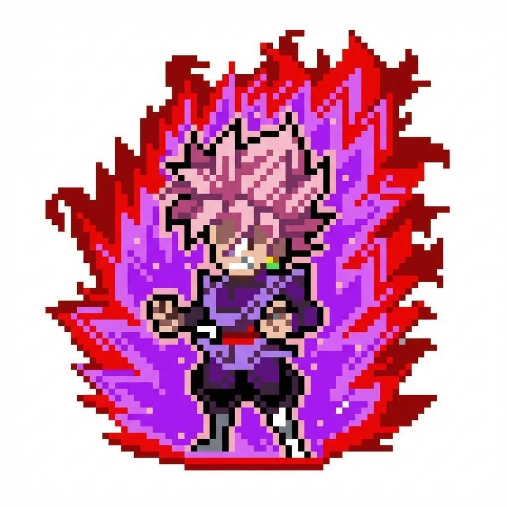 Pixel Art de Goku con dibujo de Super Saiyan Rosé