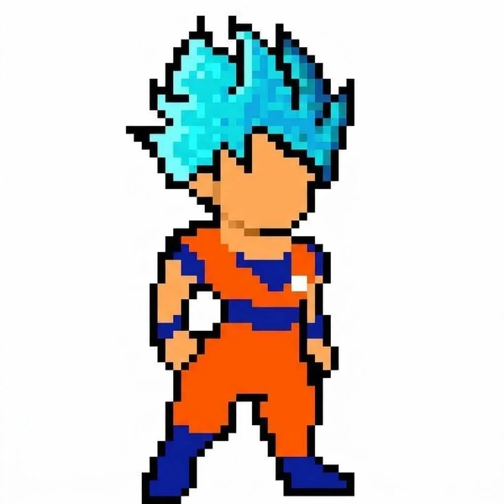 Pixel Art de Goku con diseño Super Saiyan Blue