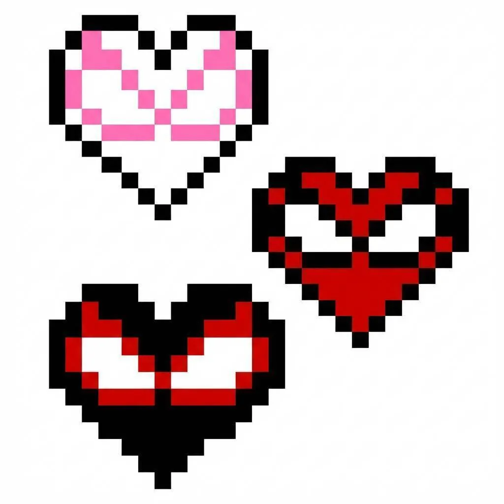 Pixel Art de Spiderman con corazones en estilo pixelado