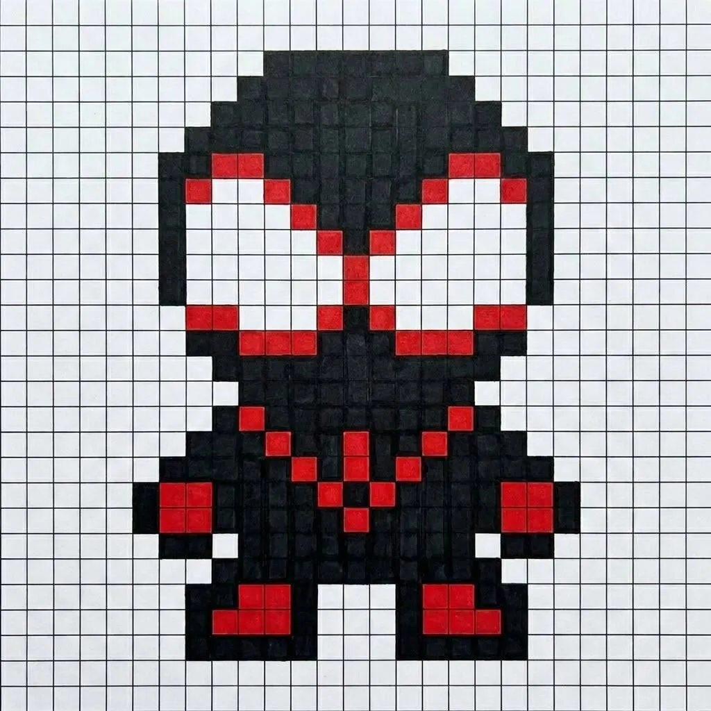 Pixel Art de Spider-Man con dibujo de Miles Morales